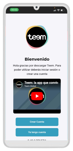 Teem app login imagen