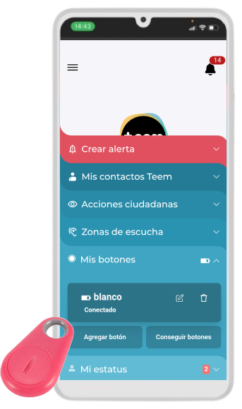 Teem app con botón de alerta ciudadana
