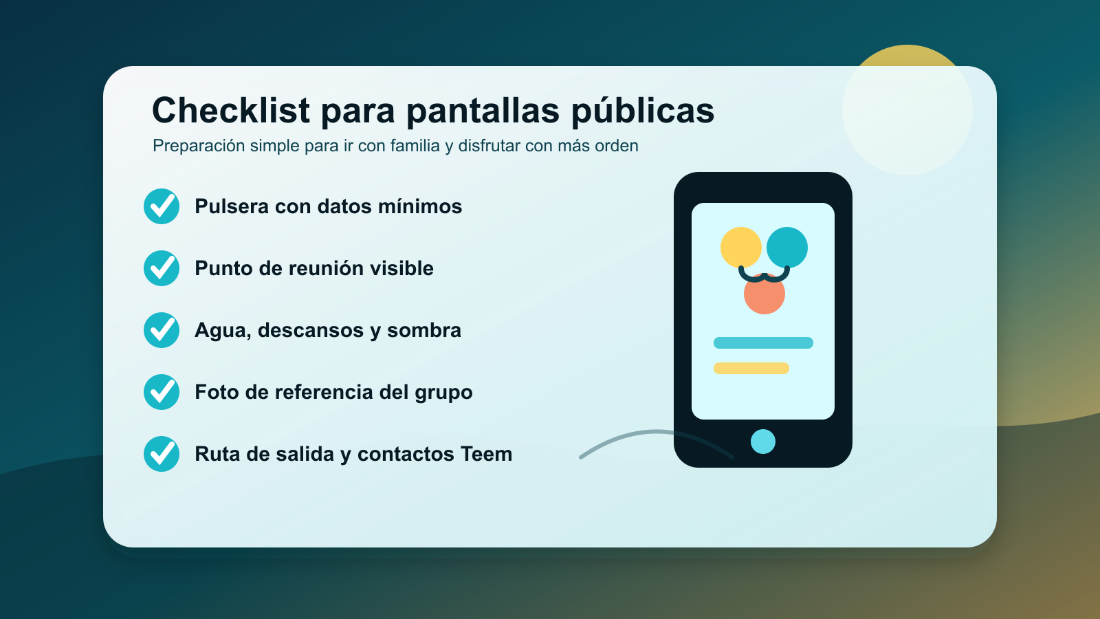 Checklist para asistir a pantallas públicas con familia